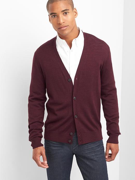 Gap Men Merino Wool Cardigan - Burgundy Heather