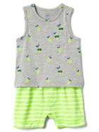 Gap Print Double Layer Tank One Piece - Gray