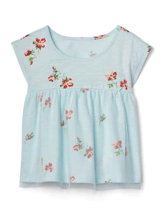 Gap Print Tulle Top - Aqua Floral