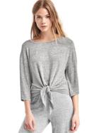 Gap Women Softspun Knit Tie Tee - Marled Grey Heather