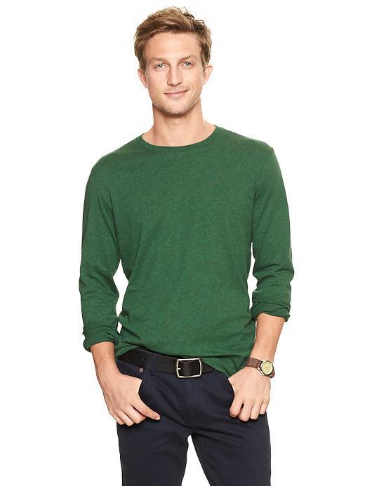 Gap The Essential Long Sleeve Crewneck T - Green Heather