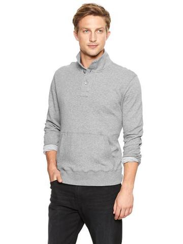 Gap Double Knit Mockneck Pullover - Light Gray Heather