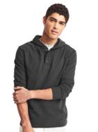 Gap Men Soft Pullover Hooded Henley - Moonless Night