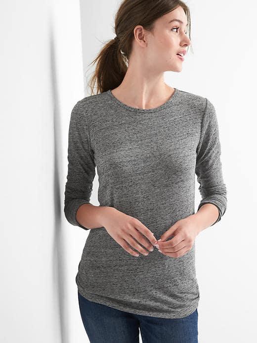 Gap Women Featherweight Crewneck Tee - Charcoal Gray