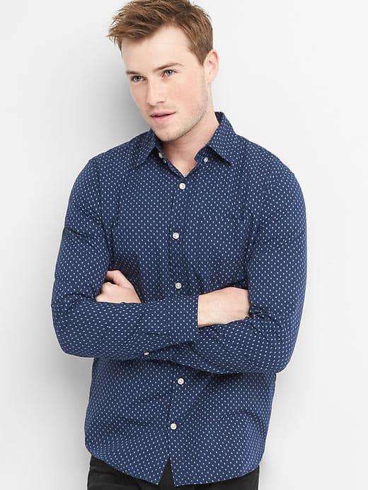 Gap Men Poplin Print Slim Fit Shirt - Navy Print