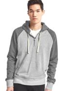 Gap Men Colorblock Half Zip Pullover Hoodie - New Heather Grey