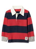 Gap Rugby Stripe Long Sleeve Polo - Modern Red