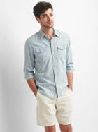 Gap Men Western Denim Slim Fit Shirt - Indigo Stripe