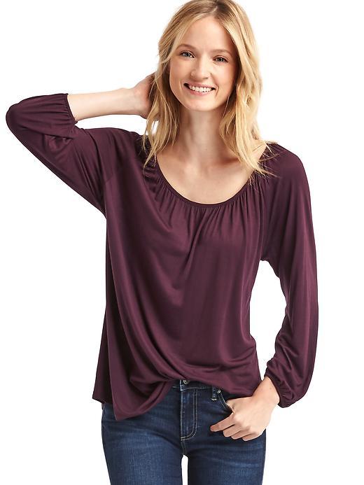 Gap Women Drapey Shirred Top - Rich Wine