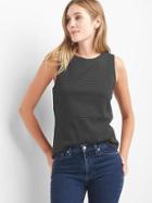 Gap Dot Sleeveless Zip Shell Top - Black