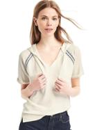 Gap Women French Terry Short Sleeve Hoodie - Snow Cap