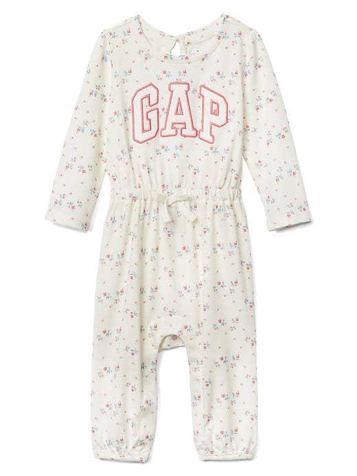 Gap Logo Floral Keyhole One Piece - Ivory Frost