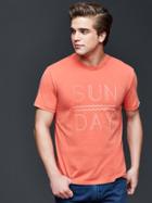 Gap Men Surfer Graphic Crew T Shirt - Fire Coral