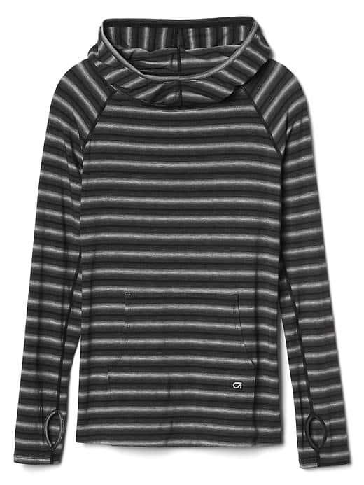 Gap Women Gapfit Breathe Ombre Stripe Pullover Hoodie - True Black