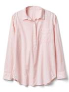 Gap Women Stipe Boyfriend Popover Shirt - Pink Stripe