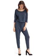 Gap Women Cozy Modal Tie Jumpsuit - Navy Space Dye
