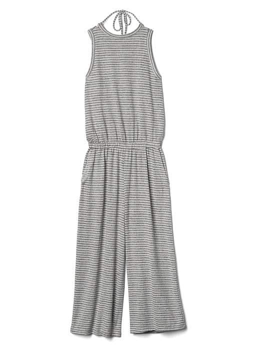 Gap Women Softspun Stripe Culotte Jumpsuit - Grey Stripe