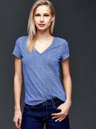 Gap Vintage Wash Print V Neck Tee - Mosaic Blue