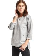 Gap Women Embroidered Mini Flower Sweatshirt - Heather Grey