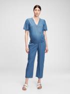 Maternity Tencel3 Lyocell V-neck Jumpsuit