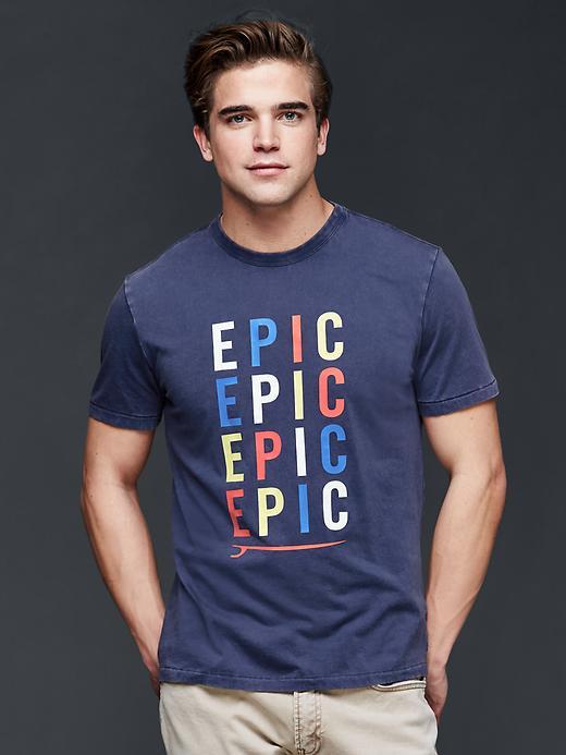 Gap Men Surfer Graphic Crew T Shirt - Comet Blue