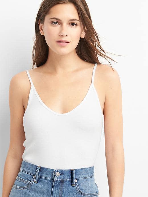 Gap Women Rib Knit V Neck Cami - White