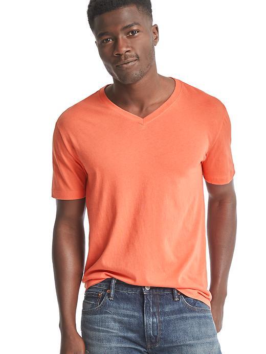 Gap Men Essential Short Sleeve V Neck T Shirt - Deep Papaya