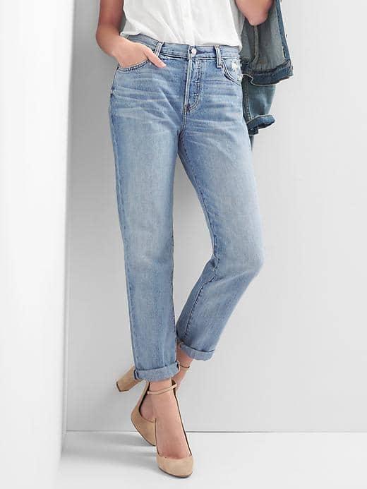 Gap Women Mid Rise Relaxed Boyfriend Jeans - Light Indigo