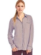 Gap Women Piping Long Sleeve Sleep Shirt - Paris Geo Lt Blue