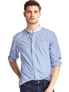 Gap Men True Wash Band Collar Slim Fit Shirt - Simply Blue