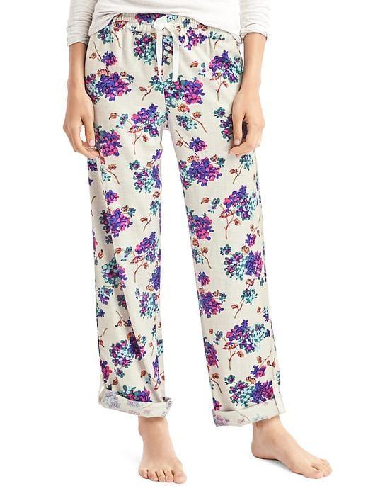 Gap Women Flannel Roll Up Sleep Pants - Blooms Berry
