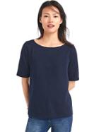 Gap Women Ponte Solid Zip Top - True Indigo