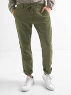 Gap Men Linen Cotton Drawstring Pants - Army Jacket Green