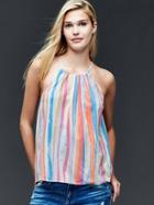 Gap Women Tie Back Print Halter Tank - Multi Stripe