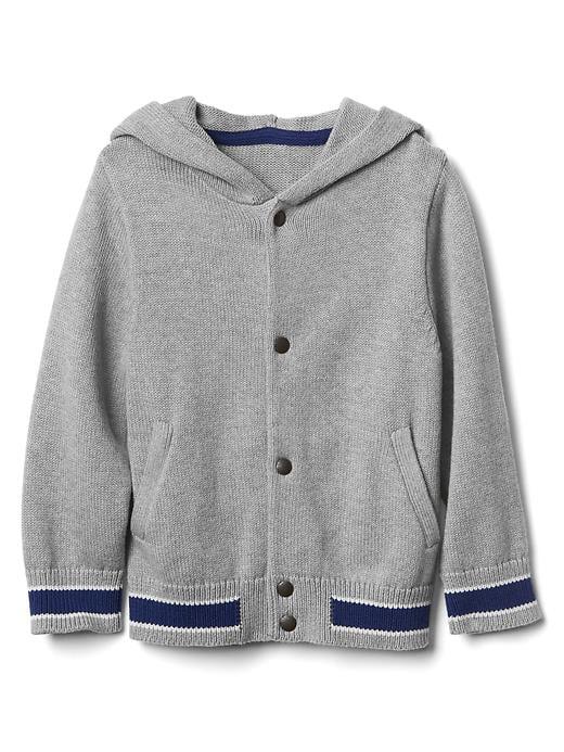 Gap Women Varsity Hoodie Cardigan - Grey Heather