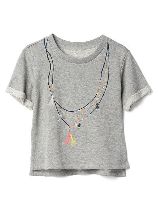 Gap Embroidery Graphic Slub Pullover - Grey Heather