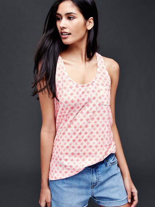 Gap Slub Jersey Print Tank - Neon Flamingo