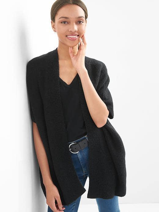 Gap Women Wool Open Front Cardigan - Black