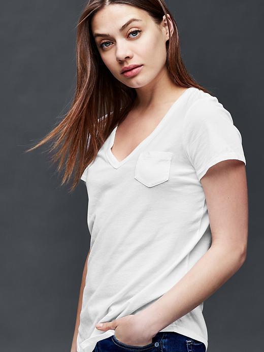 Gap Vintage Wash V Neck Tee - Optic White