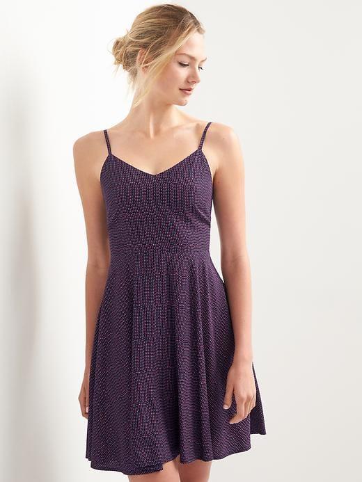 Gap Women Fit And Flair Cami Dress - Navy Print