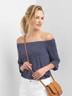 Gap Women Drapey Off Shoulder Stripe Top - Dark Night