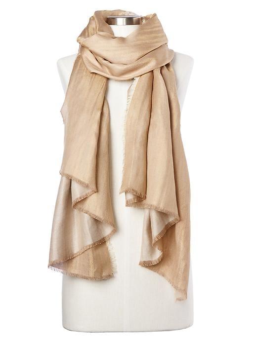 Gap Women Gold Foil Fringe Trim Scarf - Gold