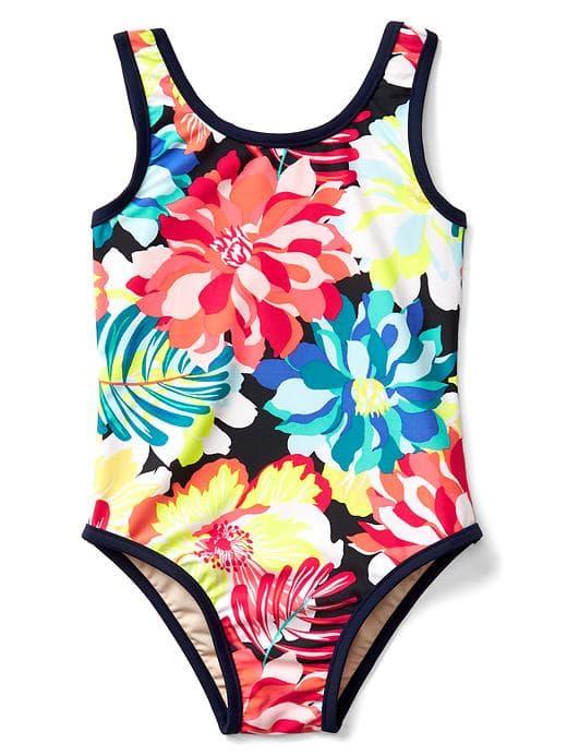 Gap Floral Lei Tank Swim One Piece - Large Multi Floral