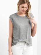 Gap Women Burnout Jersey Cap Sleeve Tee - Charcoal Grey