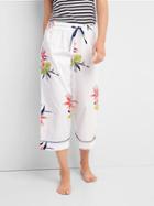 Gap Women Poplin Print Crop Sleep Pants - Summer Orchid