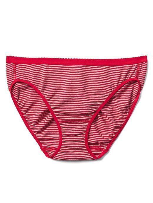 Gap Women High Cut Logo Bikini - New Red Stripe