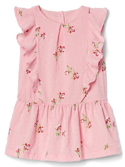 Gap Floral Ruffle Front Dress - Pink Floral