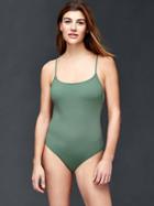 Gap Women Low Back One Piece - Cool Olive
