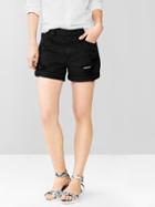 Gap Women 1969 Destroyed Sexy Boyfriend Denim Shorts - Black Destruction