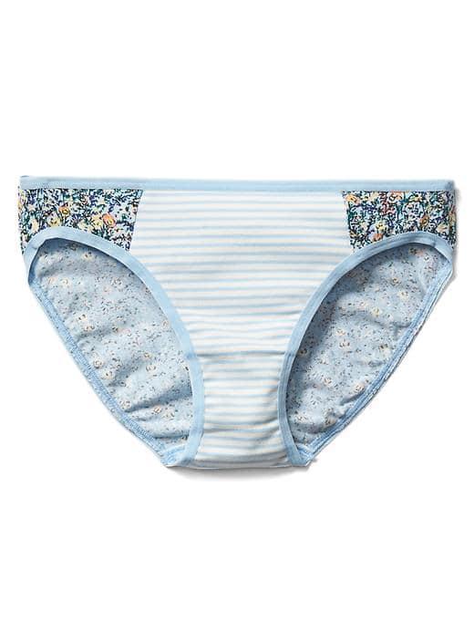 Gap Women Cotton Stretch Side Panel Bikini - Preppy Stripe Cerulean Blue